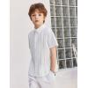 Arshiner Boys Cuban Guayabera Shirt Short Sleeve Button Down Shirt Summer Casual Linen Shirts for Kids 4-12 Years(White)