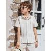 Arshiner Boys Cuban Guayabera Shirt Short Sleeve Button Down Shirt Summer Casual Linen Shirts for Kids 4-12 Years(White)