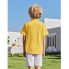 Arshiner Boys Cuban Guayabera Shirt Short Sleeve Button Down Shirt Summer Casual Linen Shirts for Kids 4-12 Years(Yellow)