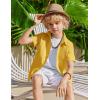 Arshiner Boys Cuban Guayabera Shirt Short Sleeve Button Down Shirt Summer Casual Linen Shirts for Kids 4-12 Years(Yellow)