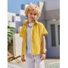 Arshiner Boys Cuban Guayabera Shirt Short Sleeve Button Down Shirt Summer Casual Linen Shirts for Kids 4-12 Years(Yellow)
