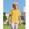 Arshiner Boys Cuban Guayabera Shirt Short Sleeve Button Down Shirt Summer Casual Linen Shirts for Kids 4-12 Years(Yellow)