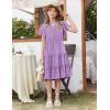 Arshiner Girls 2025 Summer Dresses Pom Poms Flutter Ruffle Sleeve Midi Polka Dot V Neck Dress with Pockets(Lilac)