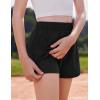 Arshiner Girls Athletic Shorts with 3 Zipper Pockets Running Shorts Basketball Soccer Gym Sports Active with Liner Kids(Black)