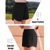 Arshiner Girls Athletic Shorts with 3 Zipper Pockets Running Shorts Basketball Soccer Gym Sports Active with Liner Kids(Black)