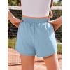 Arshiner Girls Athletic Shorts with 3 Zipper Pockets Running Shorts Basketball Soccer Gym Sports Active with Liner Kids(Blue)