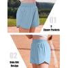 Arshiner Girls Athletic Shorts with 3 Zipper Pockets Running Shorts Basketball Soccer Gym Sports Active with Liner Kids(Blue)