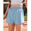 Arshiner Girls Athletic Shorts with 3 Zipper Pockets Running Shorts Basketball Soccer Gym Sports Active with Liner Kids(Blue)