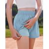 Arshiner Girls Athletic Shorts with 3 Zipper Pockets Running Shorts Basketball Soccer Gym Sports Active with Liner Kids(Blue)