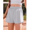 Arshiner Girls Athletic Shorts with 3 Zipper Pockets Running Shorts Basketball Soccer Gym Sports Active with Liner Kids(Grey)
