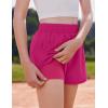 Arshiner Girls Athletic Shorts with 3 Zipper Pockets Running Shorts Basketball Soccer Gym Sports Active with Liner Kids(Hot Pink)