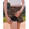 Arshiner Girls Athletic Shorts with 3 Zipper Pockets Running Shorts Basketball Soccer Gym Sports Active with Liner Kids(Leopard)