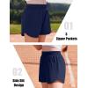 Arshiner Girls Athletic Shorts with 3 Zipper Pockets Running Shorts Basketball Soccer Gym Sports Active with Liner Kids(Navy Blue)
