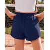 Arshiner Girls Athletic Shorts with 3 Zipper Pockets Running Shorts Basketball Soccer Gym Sports Active with Liner Kids(Navy Blue)