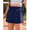 Arshiner Girls Athletic Shorts with 3 Zipper Pockets Running Shorts Basketball Soccer Gym Sports Active with Liner Kids(Navy Blue)