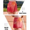 Arshiner Girls Athletic Shorts with 3 Zipper Pockets Running Shorts Basketball Soccer Gym Sports Active with Liner Kids(Orange Tie Dye)