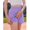 Arshiner Girls Athletic Shorts with 3 Zipper Pockets Running Shorts Basketball Soccer Gym Sports Active with Liner Kids(Purple)