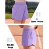 Arshiner Girls Athletic Shorts with 3 Zipper Pockets Running Shorts Basketball Soccer Gym Sports Active with Liner Kids(Purple)