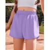 Arshiner Girls Athletic Shorts with 3 Zipper Pockets Running Shorts Basketball Soccer Gym Sports Active with Liner Kids(Purple)