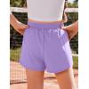 Arshiner Girls Athletic Shorts with 3 Zipper Pockets Running Shorts Basketball Soccer Gym Sports Active with Liner Kids(Purple)