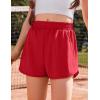 Arshiner Girls Athletic Shorts with 3 Zipper Pockets Running Shorts Basketball Soccer Gym Sports Active with Liner Kids(Red)