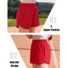 Arshiner Girls Athletic Shorts with 3 Zipper Pockets Running Shorts Basketball Soccer Gym Sports Active with Liner Kids(Red)