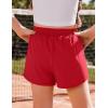 Arshiner Girls Athletic Shorts with 3 Zipper Pockets Running Shorts Basketball Soccer Gym Sports Active with Liner Kids(Red)