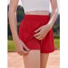 Arshiner Girls Athletic Shorts with 3 Zipper Pockets Running Shorts Basketball Soccer Gym Sports Active with Liner Kids(Red)