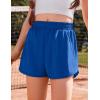 Arshiner Girls Athletic Shorts with 3 Zipper Pockets Running Shorts Basketball Soccer Gym Sports Active with Liner Kids(Royal Blue)