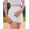 Arshiner Girls Athletic Shorts with 3 Zipper Pockets Running Shorts Basketball Soccer Gym Sports Active with Liner Kids(White)