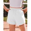 Arshiner Girls Athletic Shorts with 3 Zipper Pockets Running Shorts Basketball Soccer Gym Sports Active with Liner Kids(White)