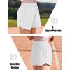 Arshiner Girls Athletic Shorts with 3 Zipper Pockets Running Shorts Basketball Soccer Gym Sports Active with Liner Kids(White)