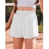 Arshiner Girls Athletic Shorts with 3 Zipper Pockets Running Shorts Basketball Soccer Gym Sports Active with Liner Kids(White)
