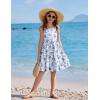 Arshiner Girls Cami Summer Dress Boho Sleeveless Casual Sundress with Pockets for 4-12 Y(Blue Floral)