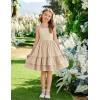 Arshiner Girls Cami Summer Dress Boho Sleeveless Casual Sundress with Pockets for 4-12 Y(Champagne)