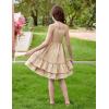 Arshiner Girls Cami Summer Dress Boho Sleeveless Casual Sundress with Pockets for 4-12 Y(Champagne)
