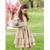 Arshiner Girls Cami Summer Dress Boho Sleeveless Casual Sundress with Pockets for 4-12 Y(Champagne)