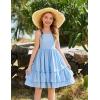Arshiner Girls Cami Summer Dress Boho Sleeveless Casual Sundress with Pockets for 4-12 Y(Light Blue)