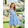 Arshiner Girls Cami Summer Dress Boho Sleeveless Casual Sundress with Pockets for 4-12 Y(Light Blue)
