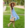 Arshiner Girls Cami Summer Dress Boho Sleeveless Casual Sundress with Pockets for 4-12 Y(Light Blue)