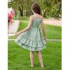 Arshiner Girls Cami Summer Dress Boho Sleeveless Casual Sundress with Pockets for 4-12 Y(Light Green)