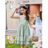 Arshiner Girls Cami Summer Dress Boho Sleeveless Casual Sundress with Pockets for 4-12 Y(Light Green)