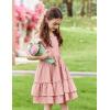 Arshiner Girls Cami Summer Dress Boho Sleeveless Casual Sundress with Pockets for 4-12 Y(Light Pink)