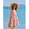 Arshiner Girls Cami Summer Dress Boho Sleeveless Casual Sundress with Pockets for 4-12 Y(Light Pink)