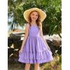 Arshiner Girls Cami Summer Dress Boho Sleeveless Casual Sundress with Pockets for 4-12 Y(Light Purple)
