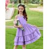 Arshiner Girls Cami Summer Dress Boho Sleeveless Casual Sundress with Pockets for 4-12 Y(Light Purple)