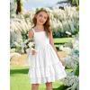 Arshiner Girls Cami Summer Dress Boho Sleeveless Casual Sundress with Pockets for 4-12 Y(White)