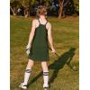 Arshiner Girls Dress with Shorts Casual Summer Spaghetti Straps One Piece Romper Dresses with Pockets for Kid 5-15 Y(Army Green)