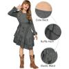 Arshiner Girls Dresses Loose Plain Casual Ruffle Swing Midi Dress with Belt for 5-14 Years(Gray)