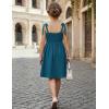 Arshiner Girls Dresses Ruched Smocked Back Spaghetti Strap Bow Summer Boho Beach Party Sundress(Blue)